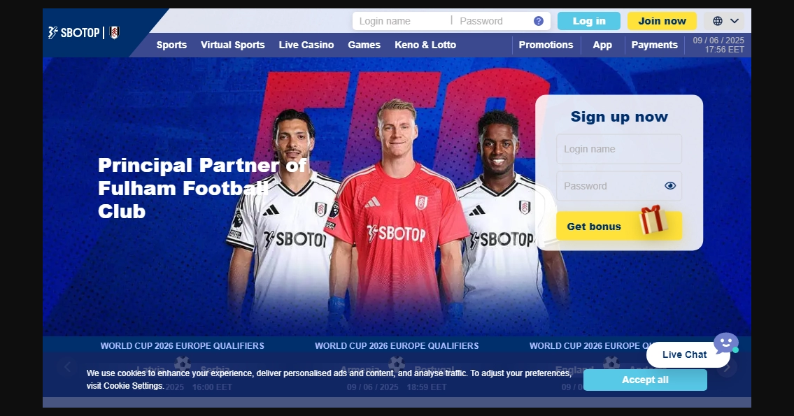 SBOTOP Casino Desktop screenshot